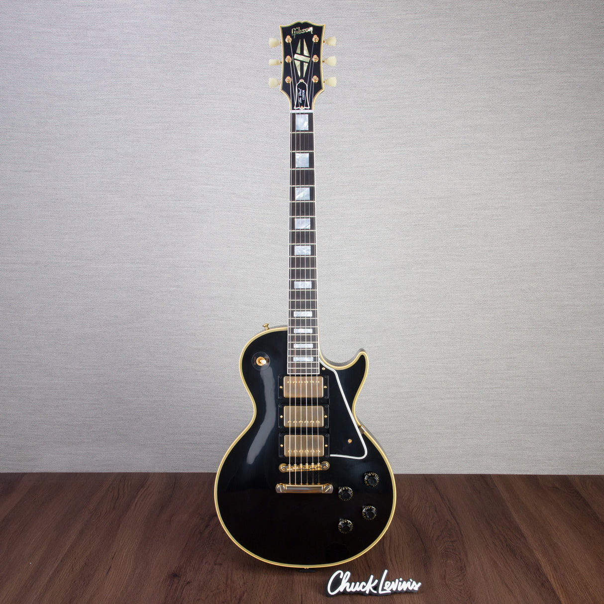 Gibson Custom Shop 1957 Les Paul Custom 3-Pickup Reissue Electric Guitar - Ebony - #74304