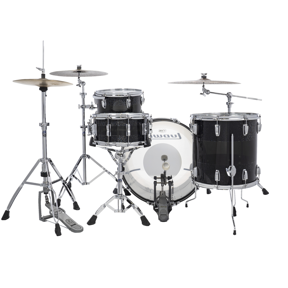 Ludwig VistaLite Pro Beat 3-Piece Shell Pack - Black Sparkle/Smoke/Black Sparkle