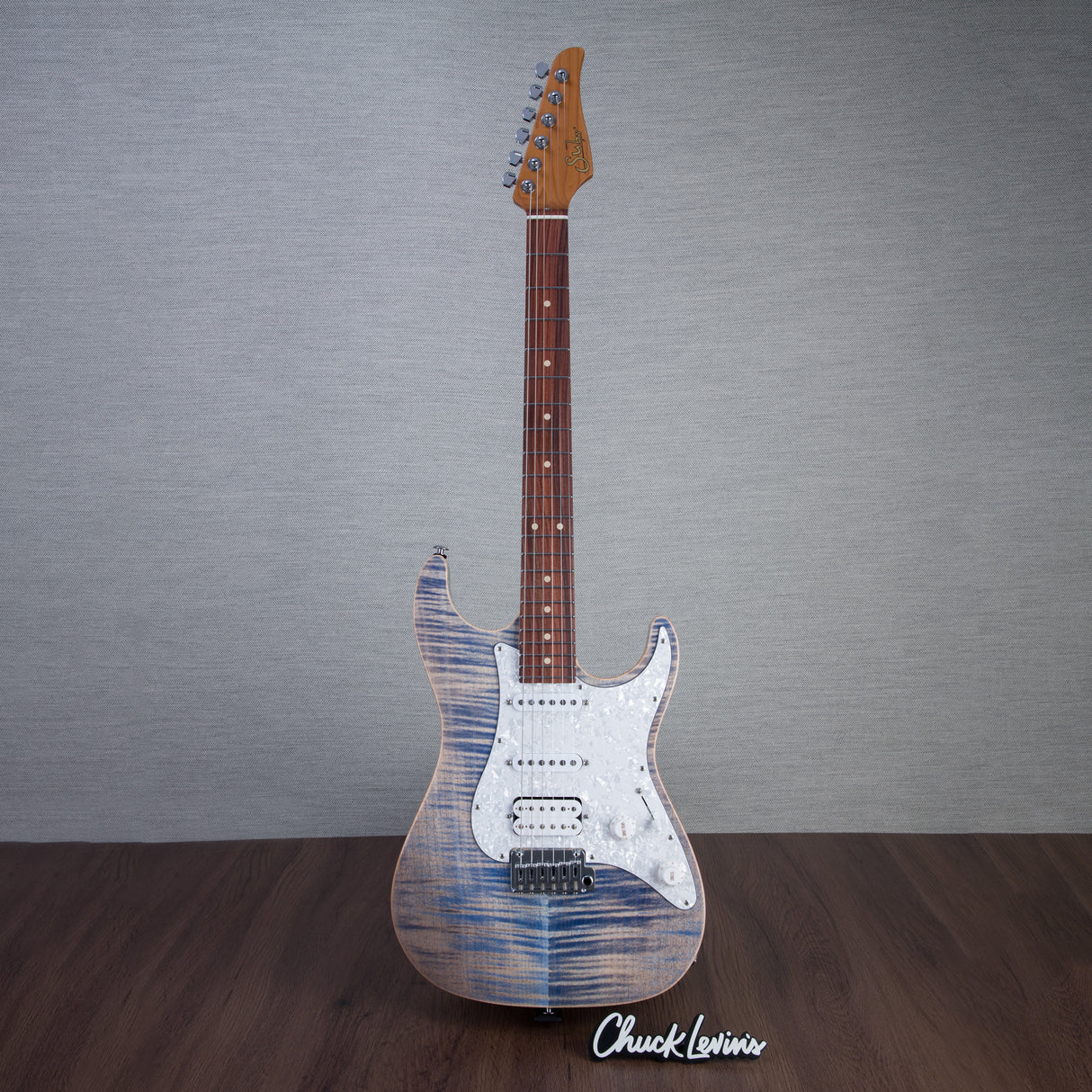 Suhr Standard Plus Electric Guitar, Pau Ferro Fingerboard - Trans Blue Denim Slate