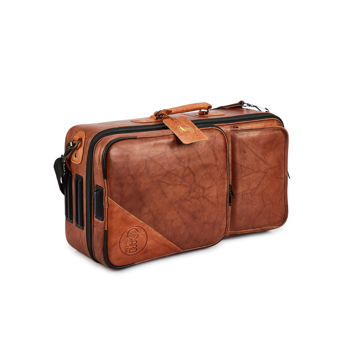 GARD 5-ECLN-LT Elite Compact Triple Trumper Gig Bag - Antique Dark Natural Tan Leather