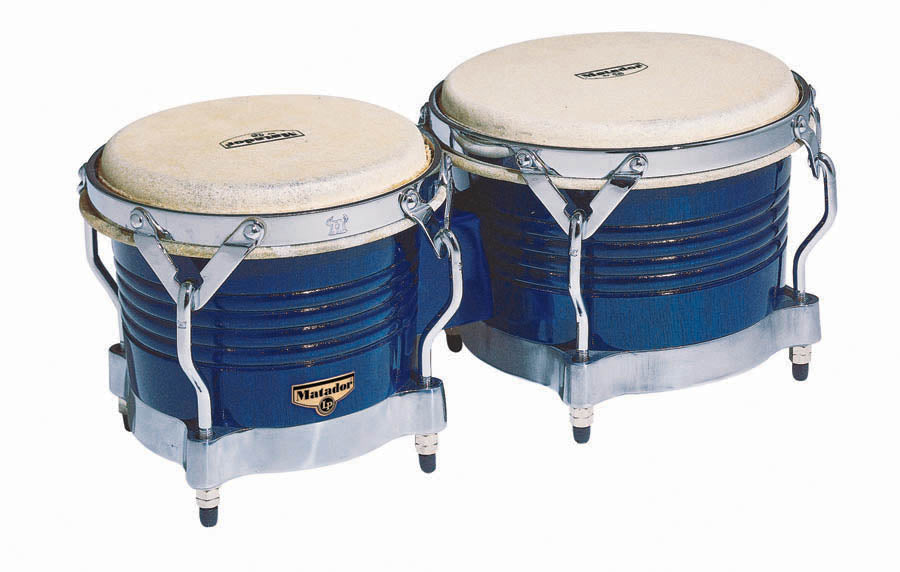 Latin Percussion M201-BLWC Matador Wood Bongos, Royal Blue/Chrome