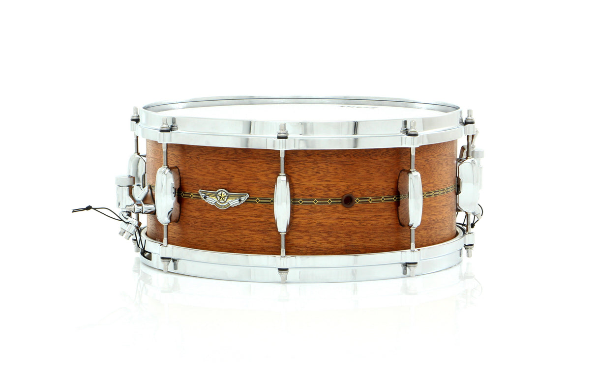 Tama 14" x 6" STAR Solid Mahogany Snare Drum Oiled Natural Mahogany With Inlay Outside