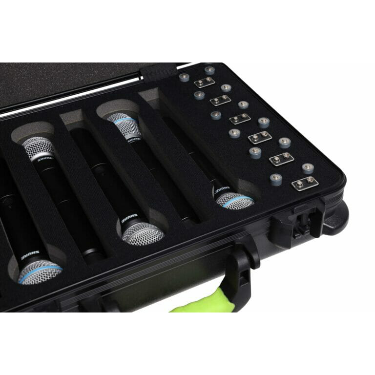 Shure by Gator SH-MICCASEW06 Molded Case with Drops for 6 Wireless Microphones and TSA-Approved Latches