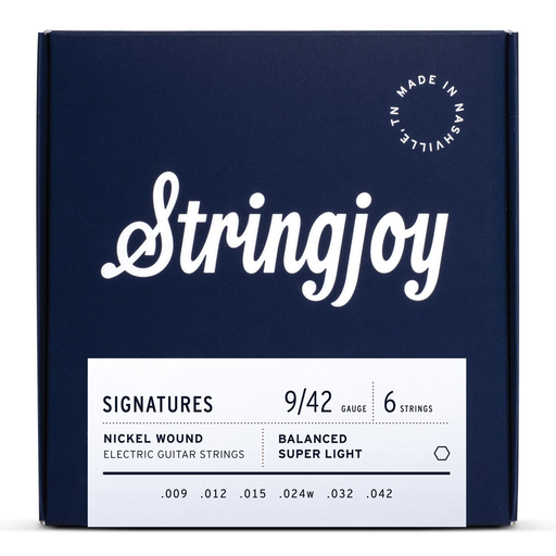 Stringjoy Signatures 9-42 Nickel Alloy Electric Guitar Strings- Balanced Super Light Gauge