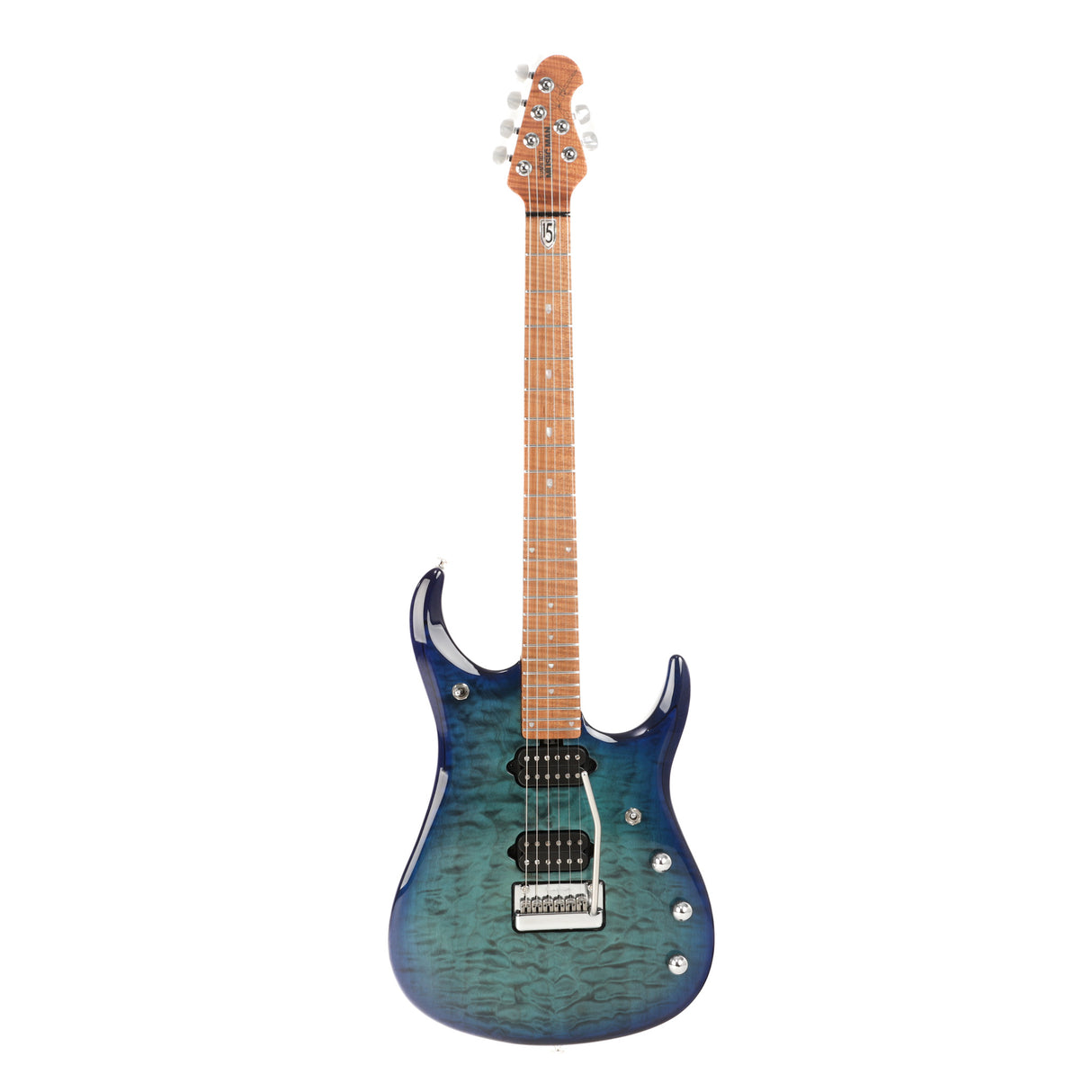 Music Man John Petrucci Signature JP15, Quilt Maple Top Electric Guitar - Cerulean Paradise Fade - New