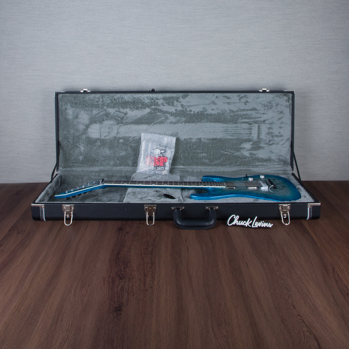 ESP M-II CTM FR Electric Guitar - Liquid Metal Silver/Blue Burst - #E3920242