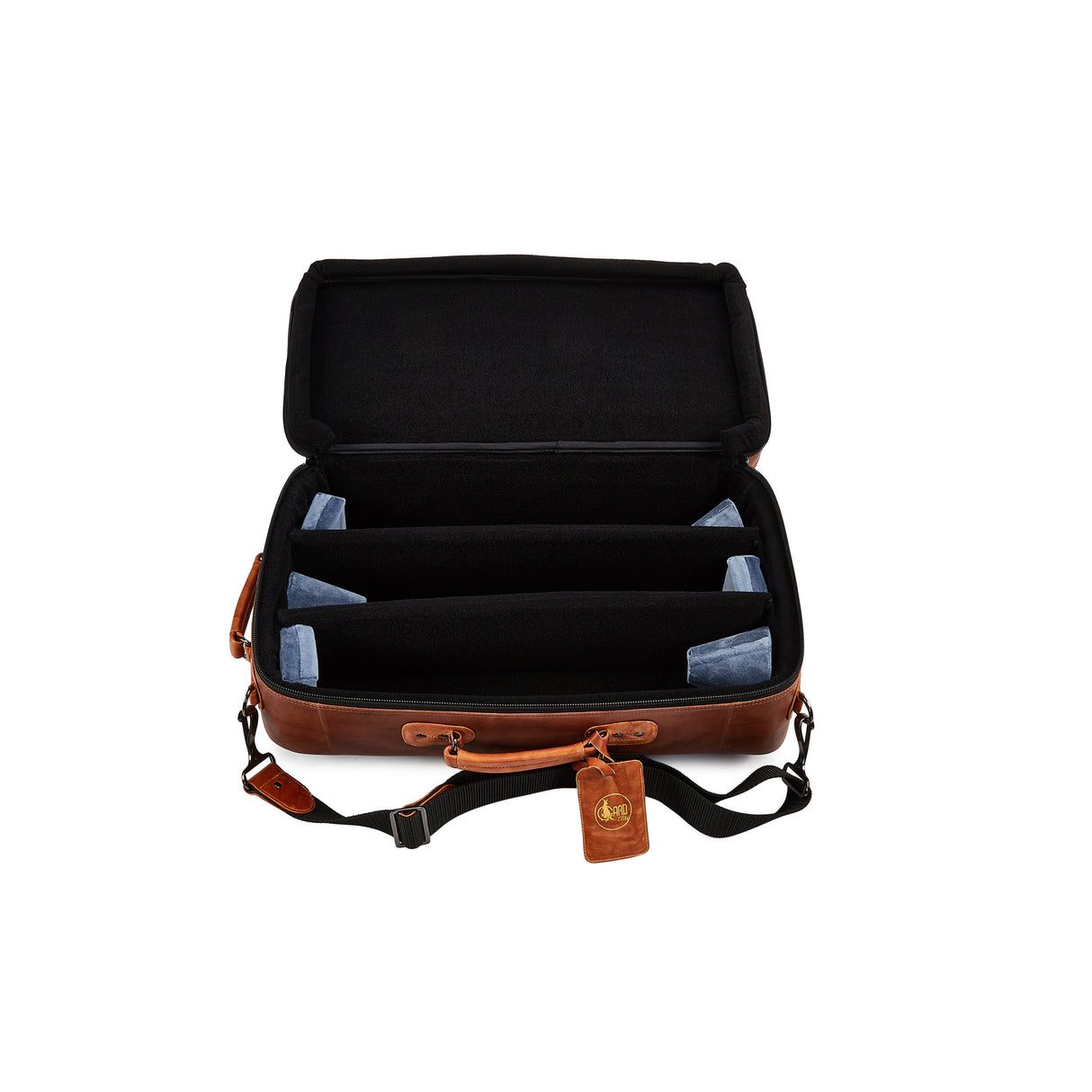 GARD 5-ECLN-LT Elite Compact Triple Trumper Gig Bag - Antique Dark Natural Tan Leather