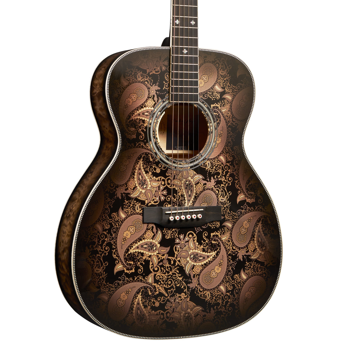 Martin Custom Shop M/0000-14F Quilted Maple/Engelmann Spruce Acoustic Electric Guitar - Paisley Ember Burst - Preorder