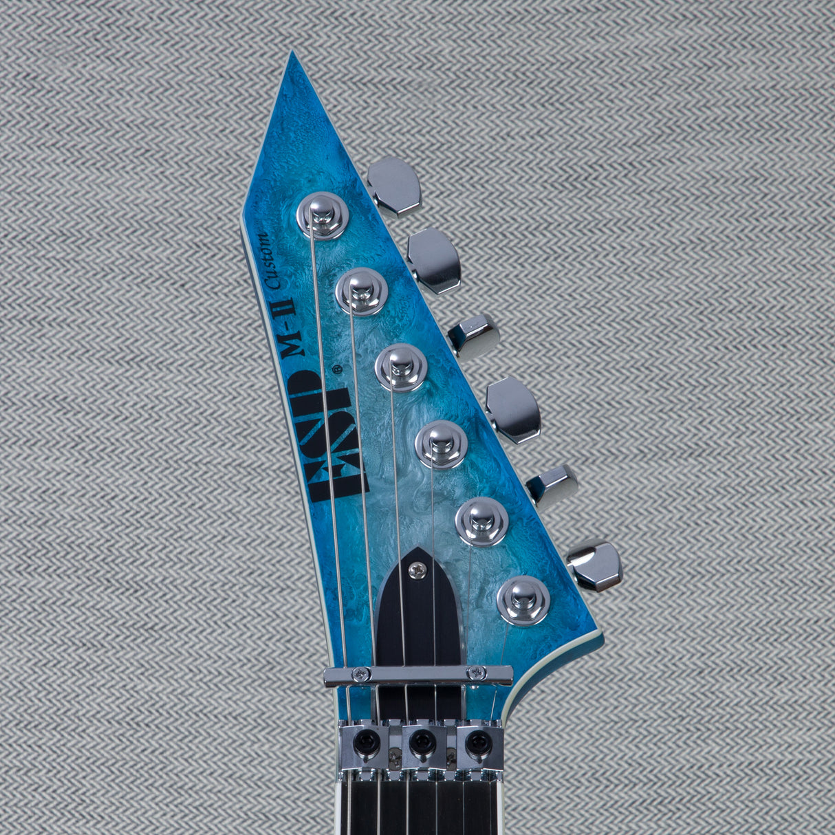 ESP M-II CTM FR Electric Guitar - Liquid Metal Silver/Blue Burst - #E3920242