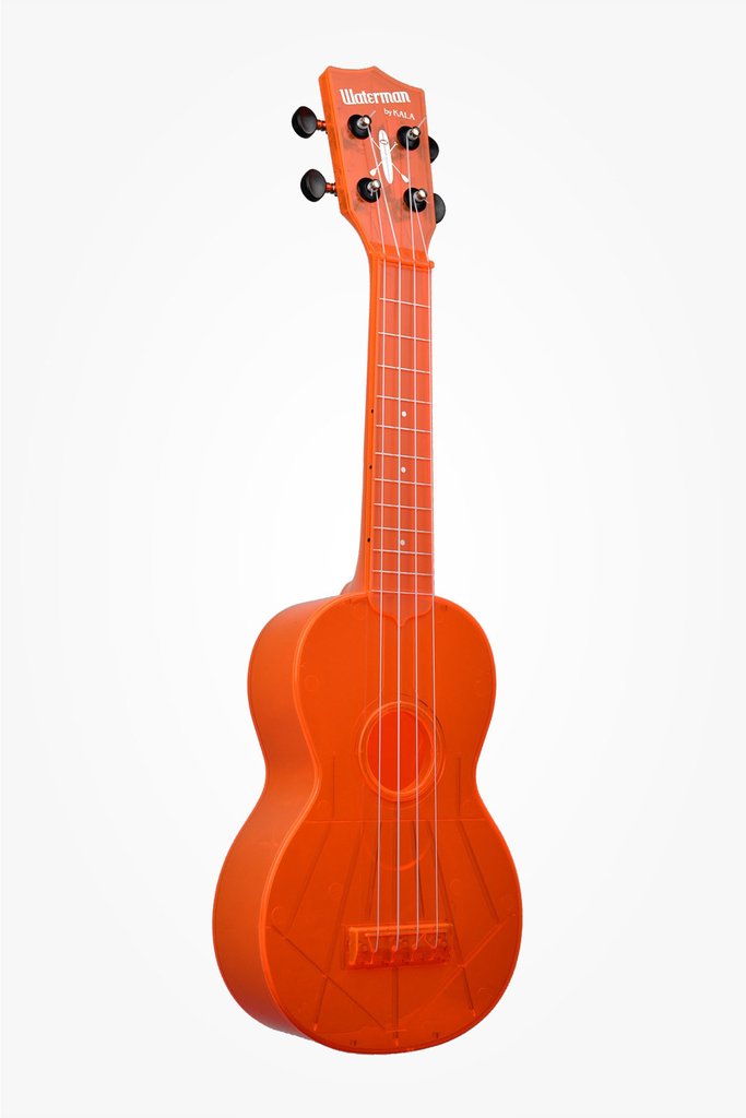 Kala Waterman Soprano Composite Fluorescent Ukulele - Gloss Orange - New,Gloss Orange
