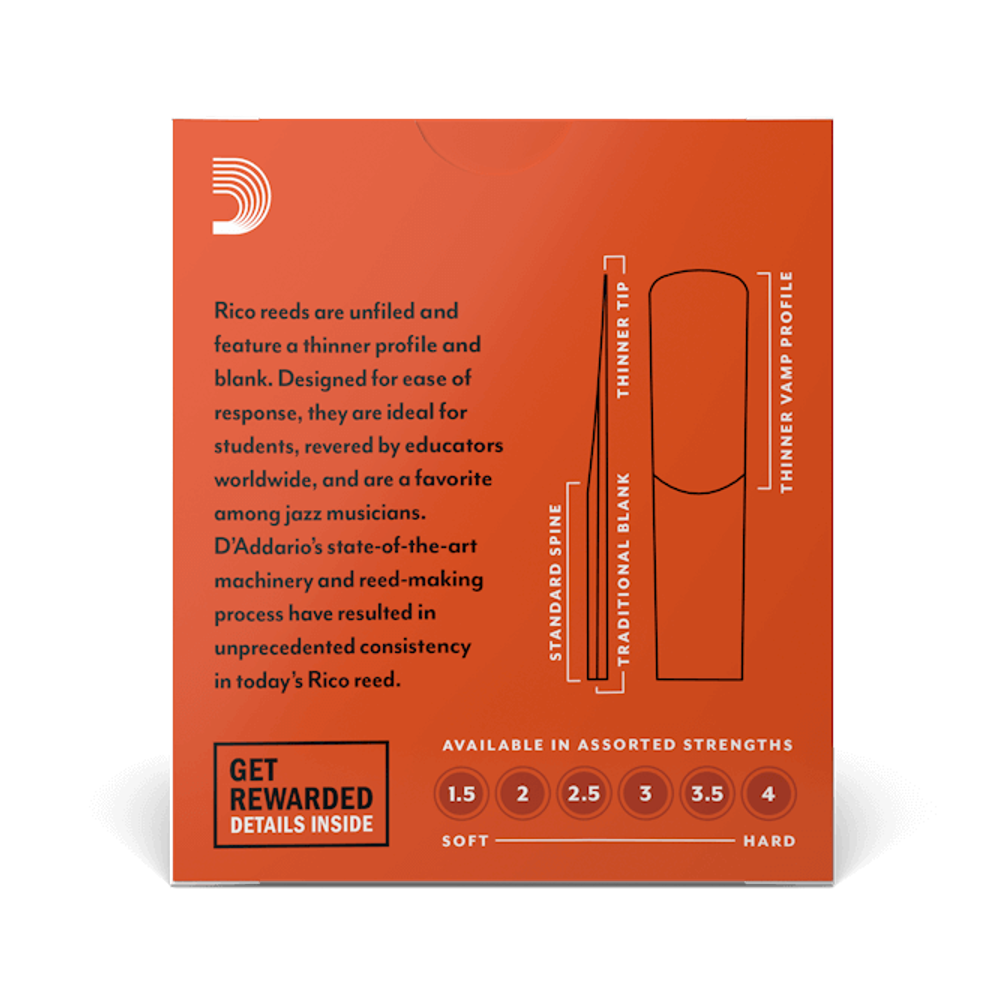 D'Addario RJA10 Rico Unfiled Alto Sax Reed 10-Pack - New,3.5