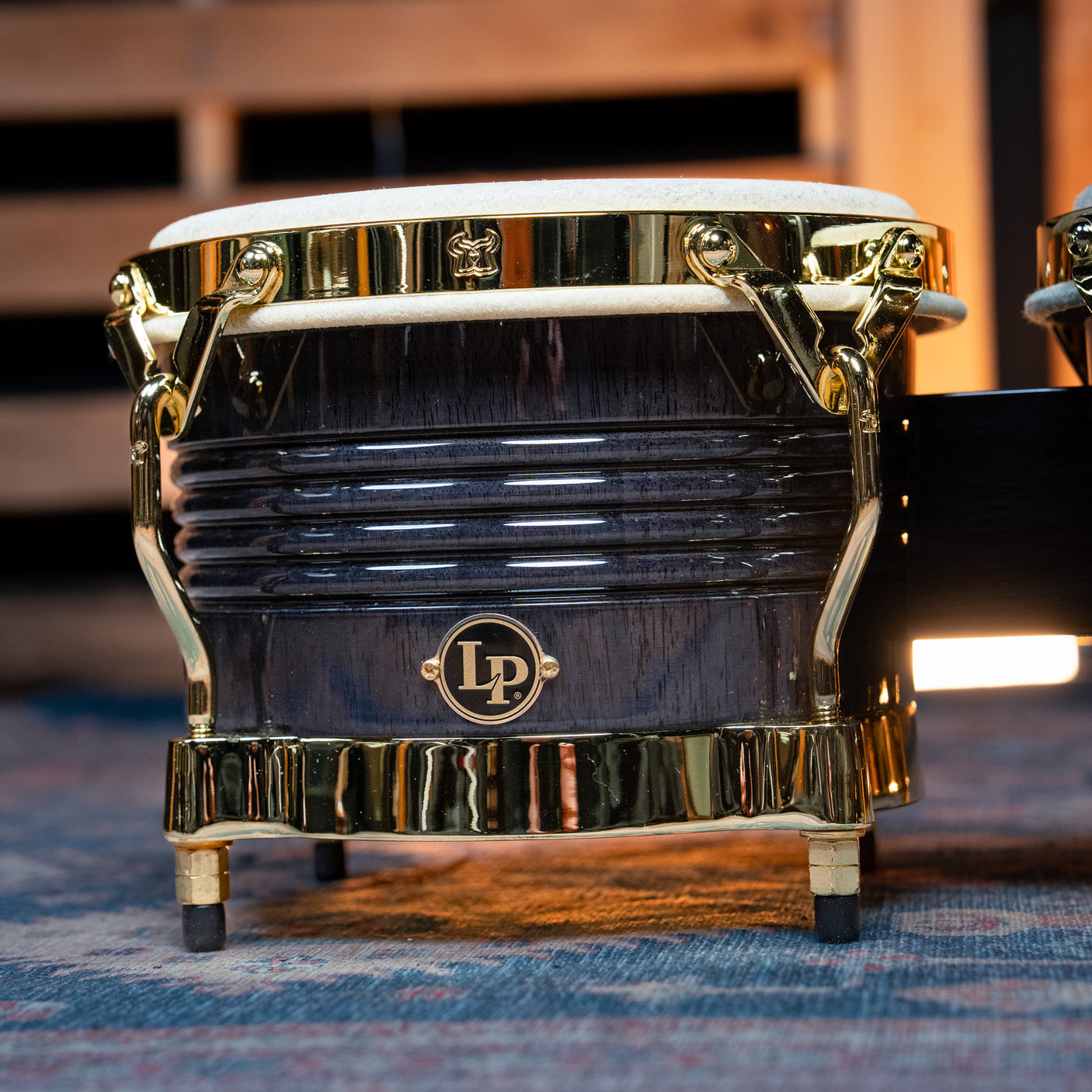 LP Matador Bongos, Siam Oak - Black with Gold Hardware - CHUCKSCLUSIVE