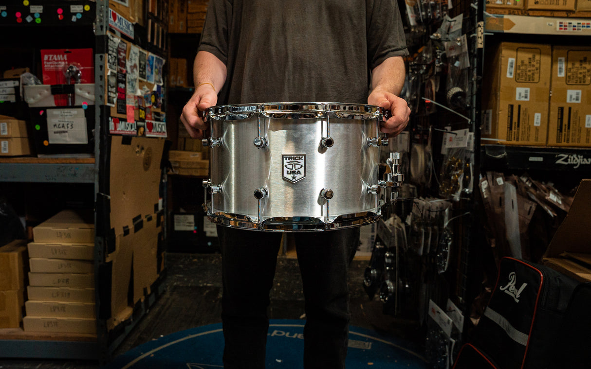 Trick 14" x 8" Aluminum Snare Drum - Raw Polished