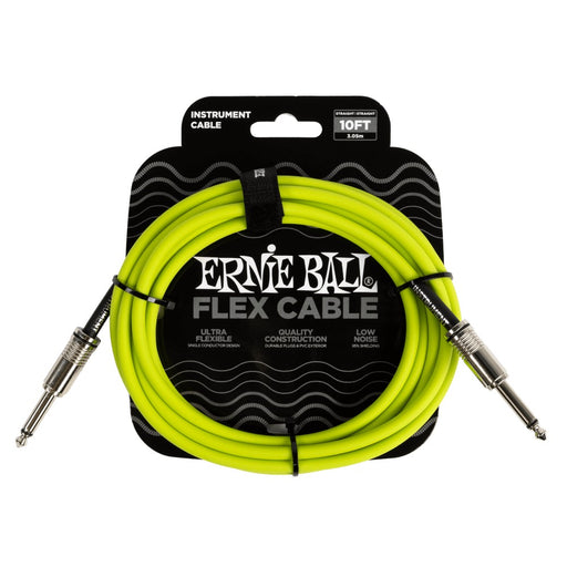 Ernie Ball P06414 Flex Straight to Straight Instrument Cable 10-Foot - Green