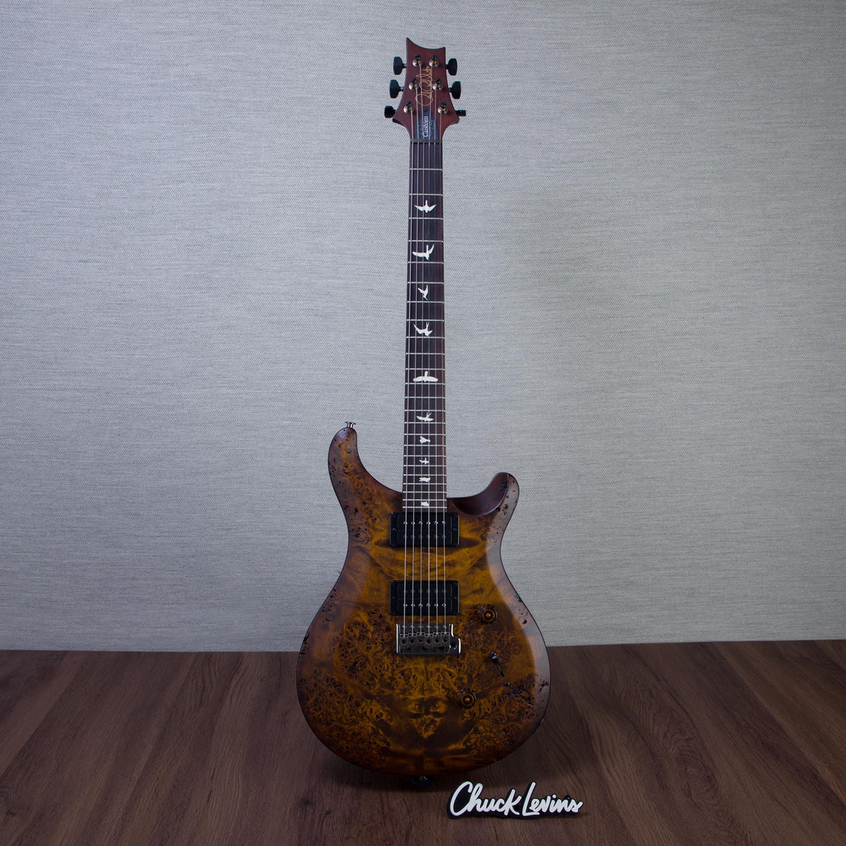 PRS S2 Custom 24 Poplar Burl Electric Guitar - Black Gold Burst - #26S2089384