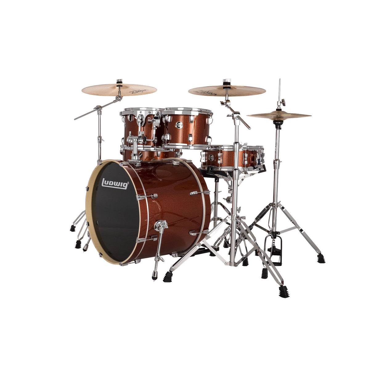 Ludwig Evolution 5-Piece Kit with 22-Inch Kick - Copper Sparkle Finish
