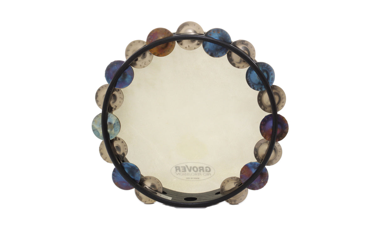 Grover T2/HS Hybrid 10" Double Row Tambourine, German Silver, Custom Dry Jingles