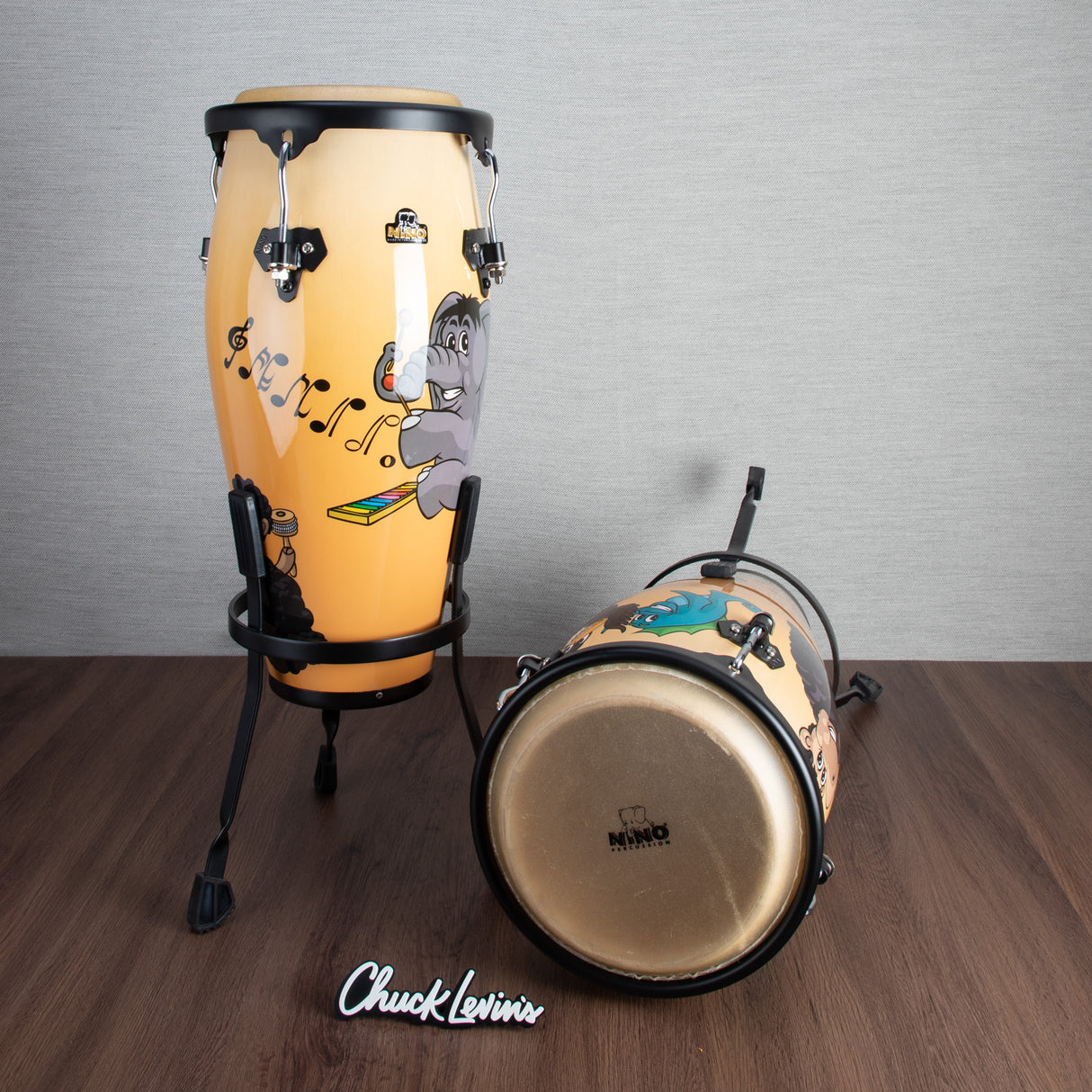 Meinl NINO Designer Series Wood Congas 8-Inch and 9-Inch Set with Basket Stands - Musical Zoo