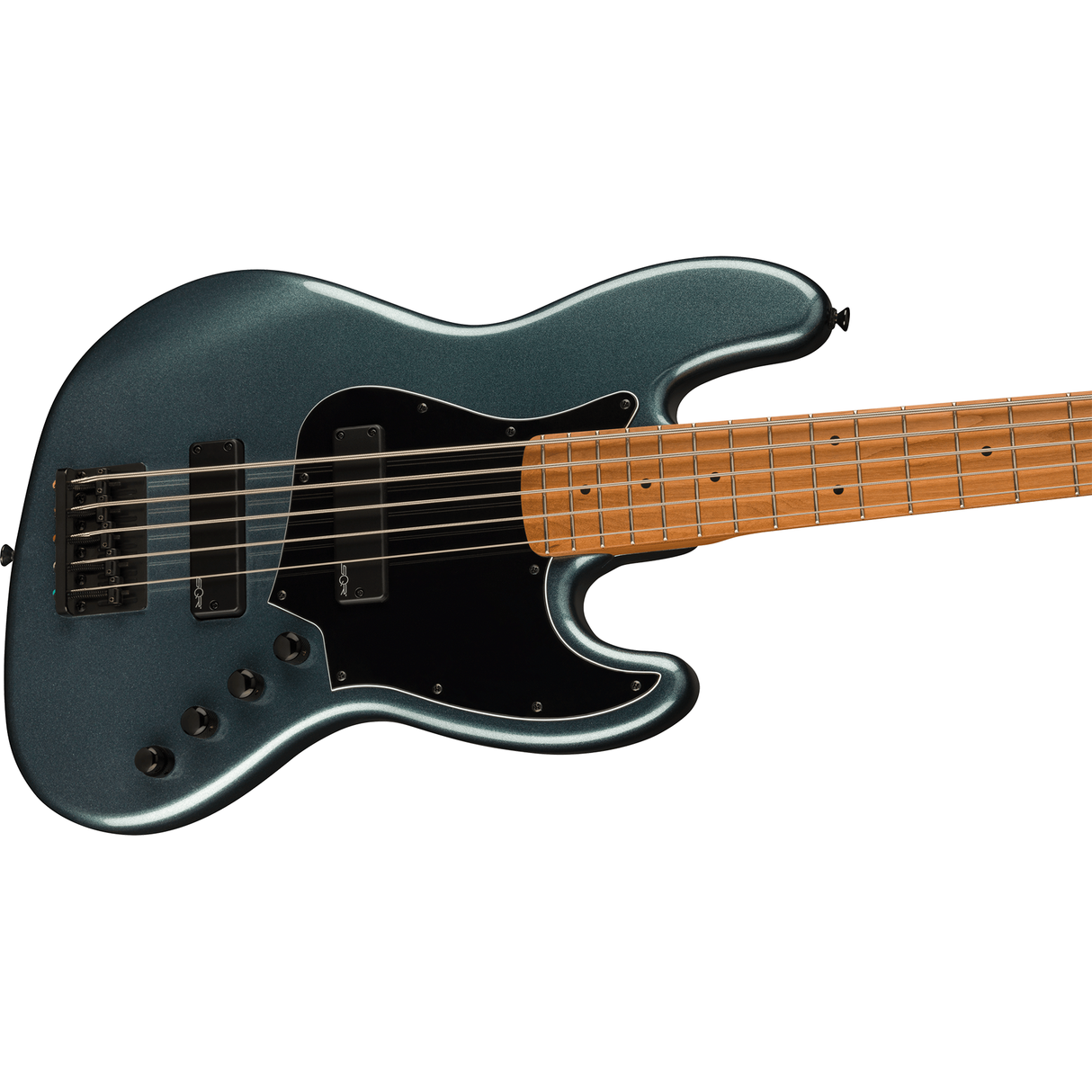 Squier Contemporary Active Jazz Bass HH V Roasted Maple Fingerboard, Black Pickguard - Gunmetal Metallic
