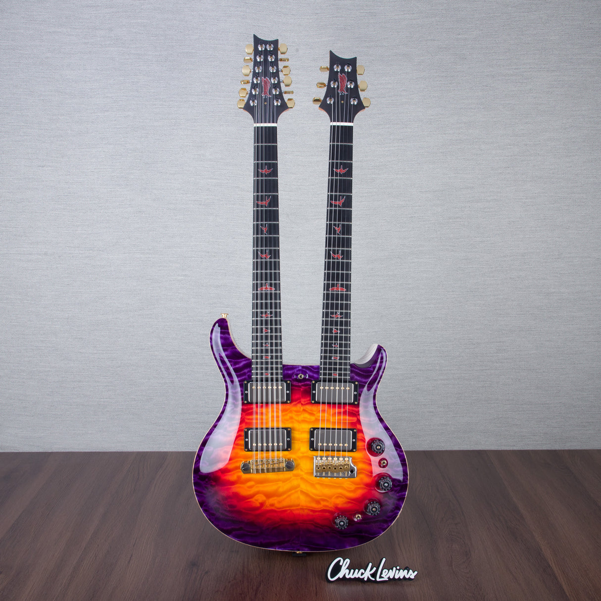 PRS Private Stock Custom 24 Double-Neck 6/12 String Electric Guitar - Indian Ocean Sunset Glow - #0384233