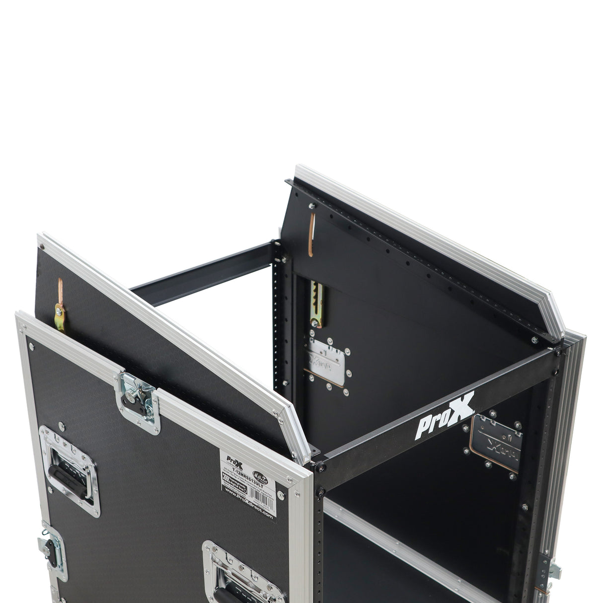 ProX T-12MRSS13ULT 13U Top 12U Front Rack Combo Flight Case with Laptop Shelf and Casters
