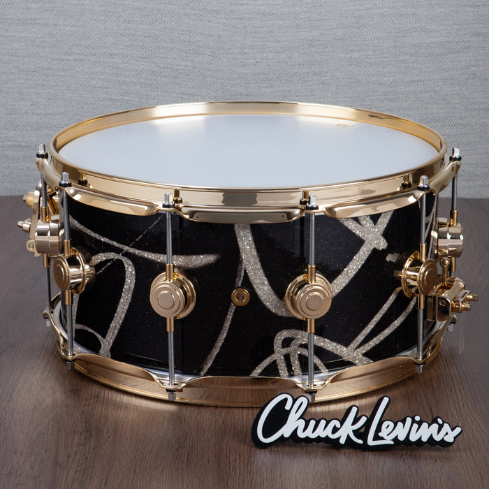DW 6.5 x 14-Inch Collector's Series Pure Oak Snare Drum - Smoke Glass Contrail with Gold Hardware