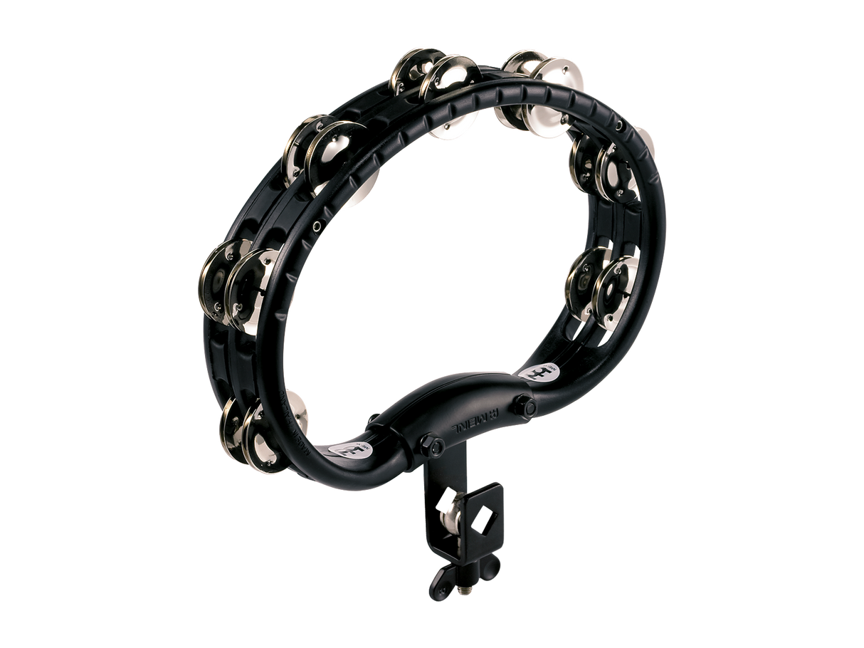 Meinl TMT2BK Mountable Traditional ABS Tambourine Steel Jingles 2 Rows