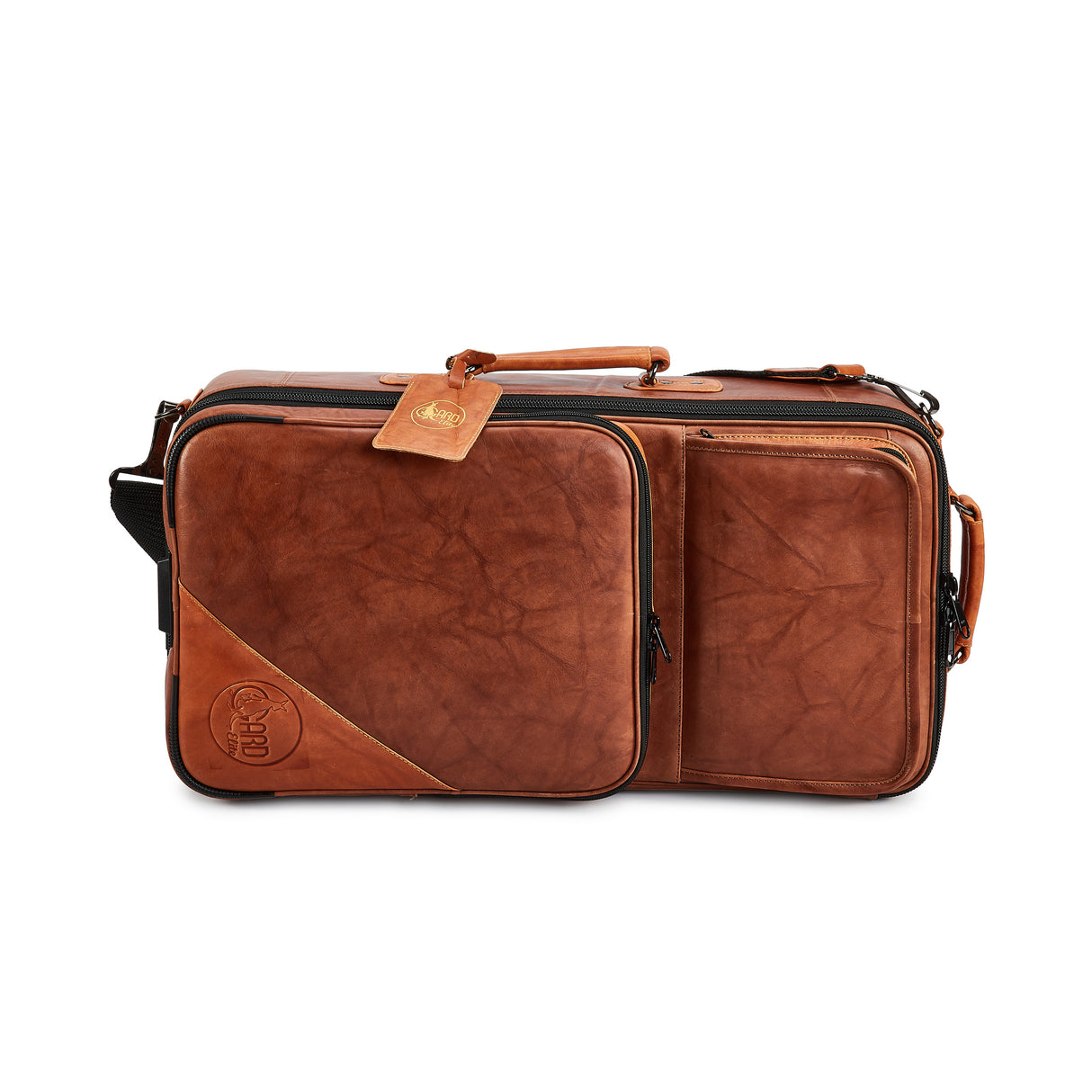 GARD 5-ECLN-LT Elite Compact Triple Trumper Gig Bag - Antique Dark Natural Tan Leather