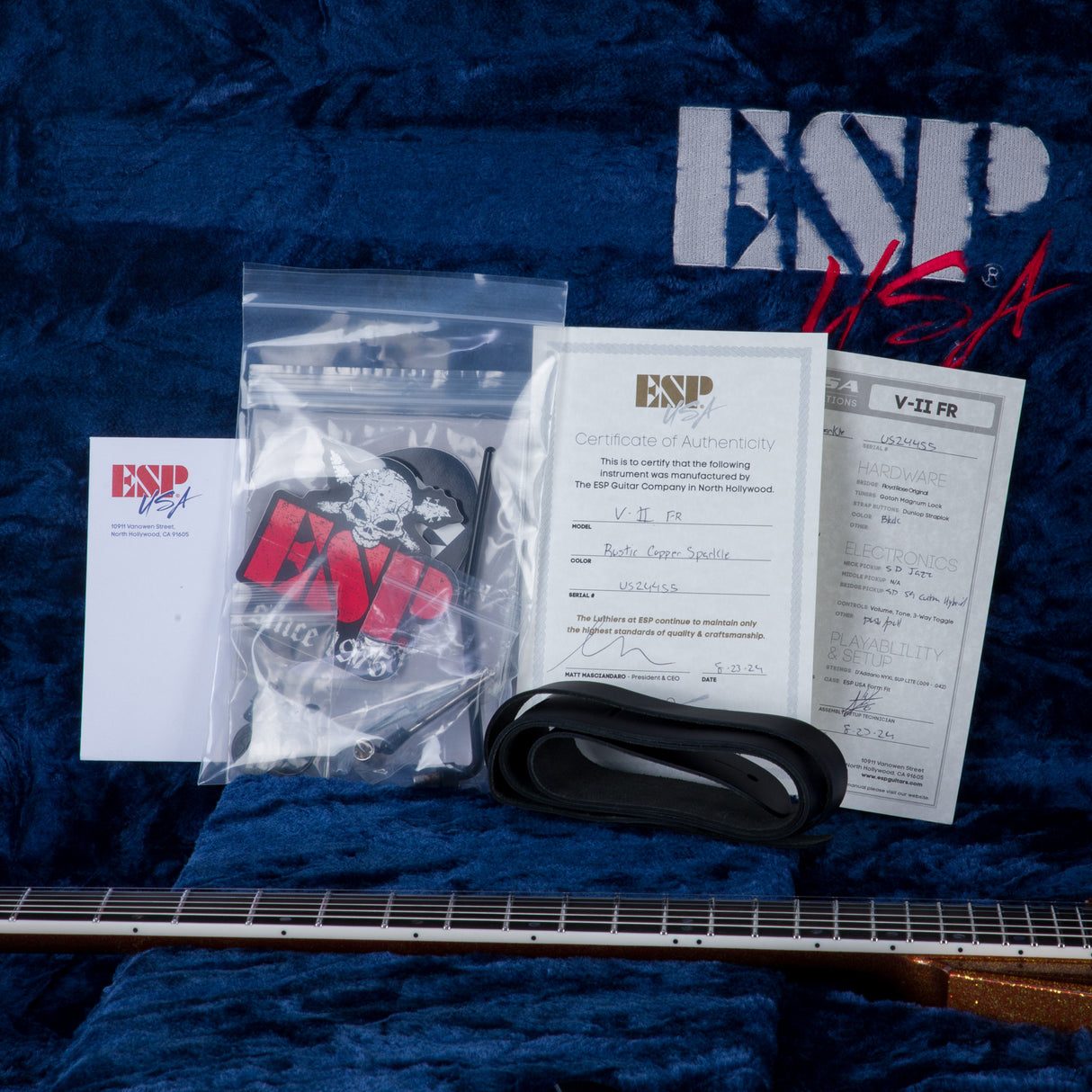 ESP USA V-II FR Electric Guitar - Rustic Copper Sparkle - #US24455 - Mint, Open Box