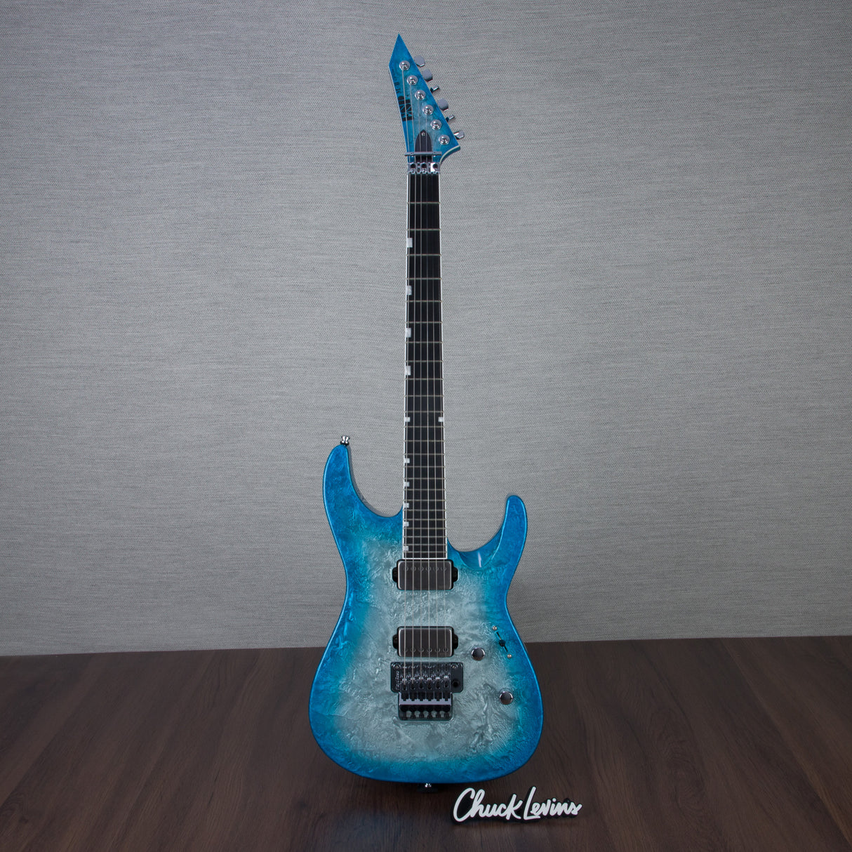 ESP M-II CTM FR Electric Guitar - Liquid Metal Silver/Blue Burst - #E3920242