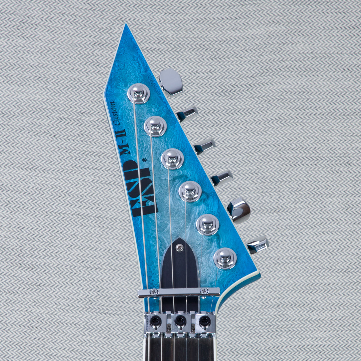 ESP M-II CTM FR Electric Guitar - Liquid Metal Silver/Blue Burst - #E0920242