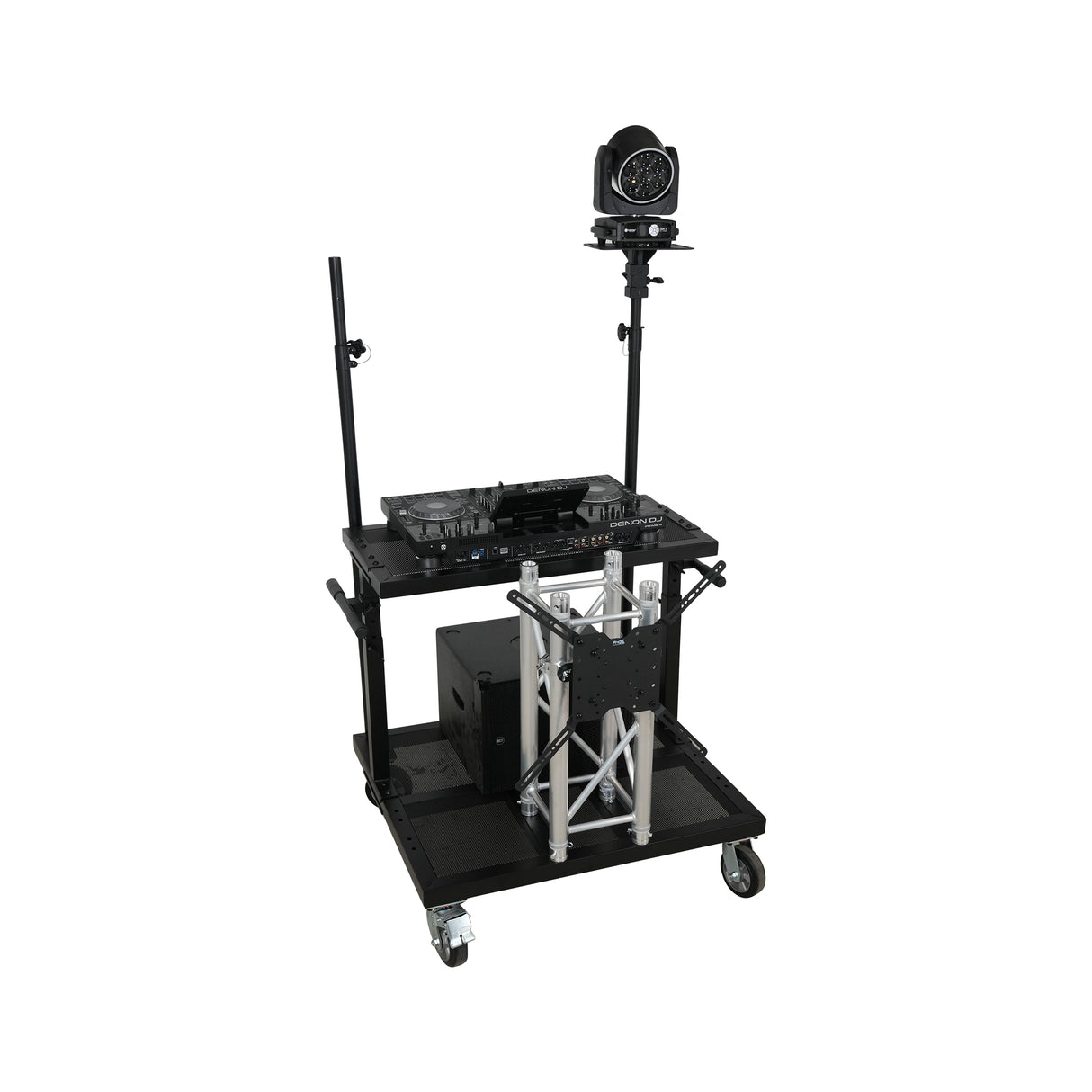 ProX X-BeatWagon Professional Mobile DJ Rolling Workstation with Adjustable Shelf