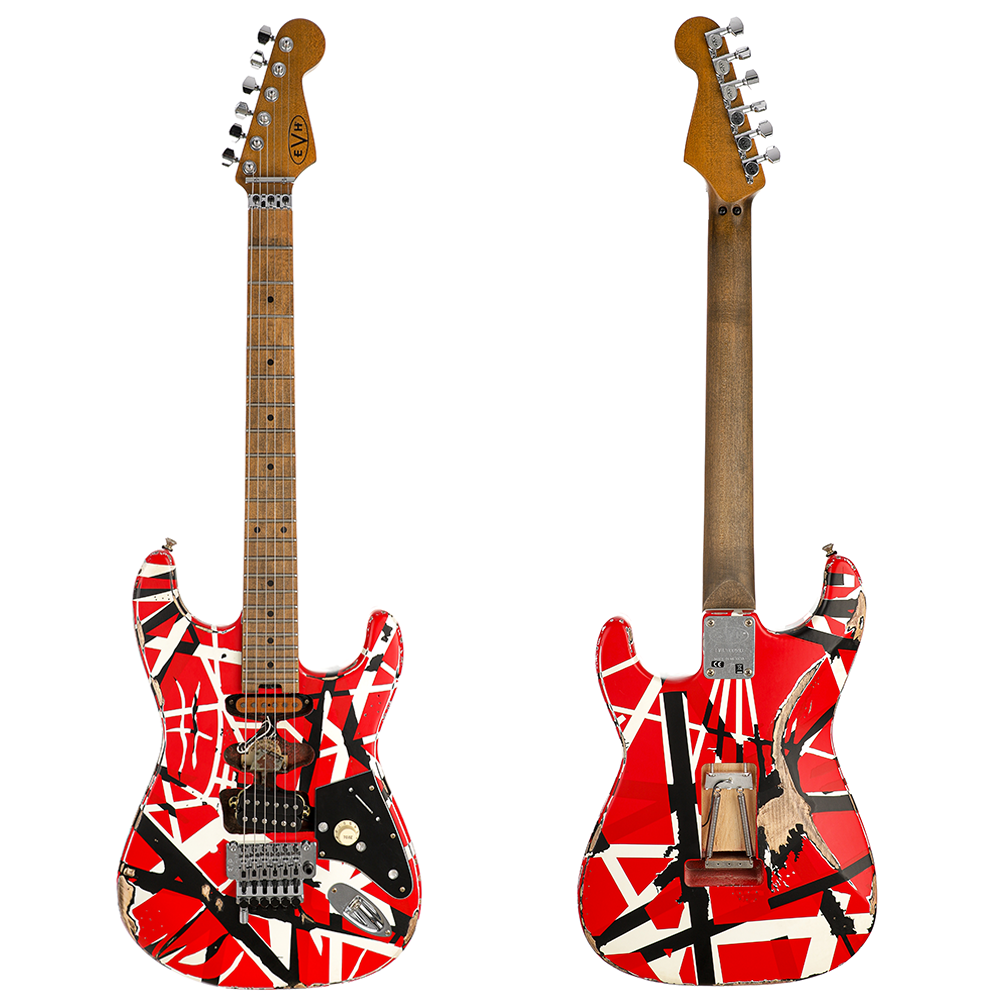 EVH Striped Series Frankie Relic Electric Guitar - Red with Black Stripes - New