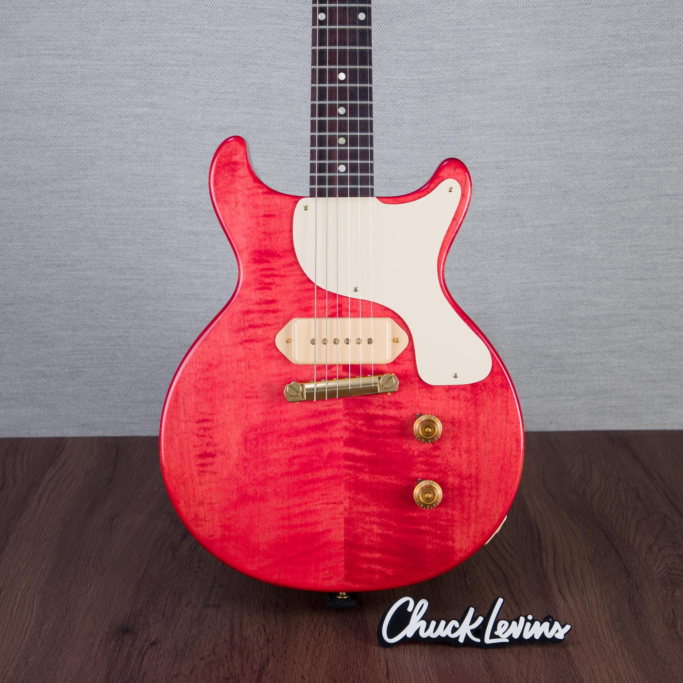 Gibson Custom Shop 1958 Les Paul Junior Double-Cut, Gold Hardware - VOS Watermelon King - CHUCKSCLUSIVE