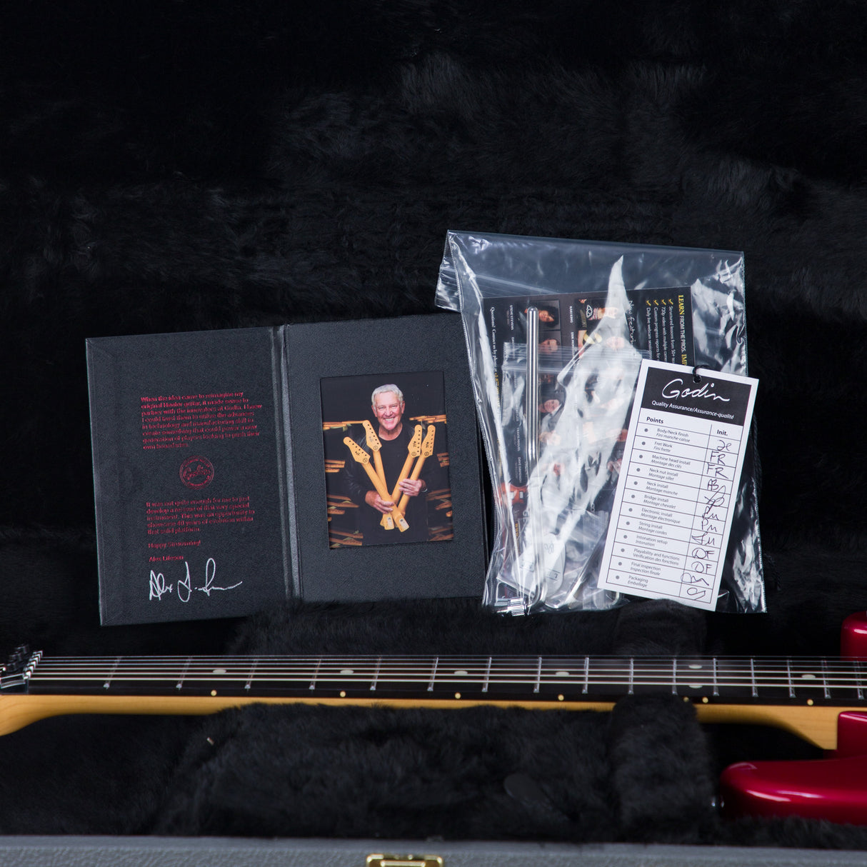 Lerxst Grace Alex Lifeson Signature Electric Guitar with Floyd Rose Signed - Red - #24310787