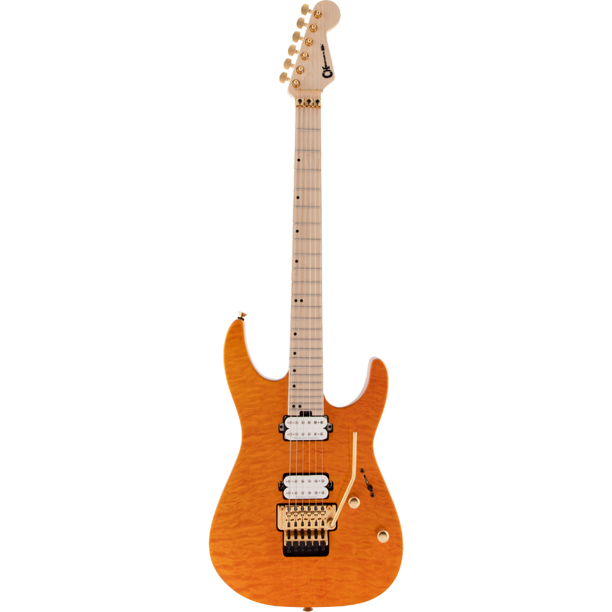 Charvel Pro-Mod DK24 HH FR M Mahogany With Quilt Maple Electric Guitar - Dark Amber - Mint, Open Box