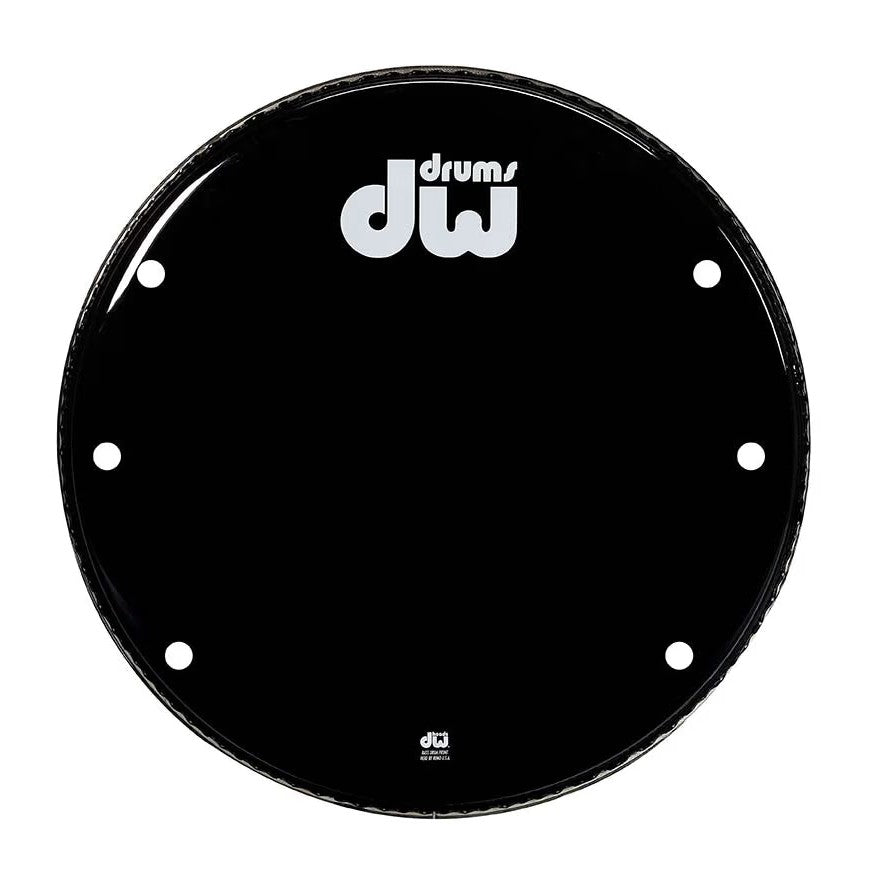 DW 23-Inch Single Ply Gloss Black Vented Bass Drum Head with Logo
