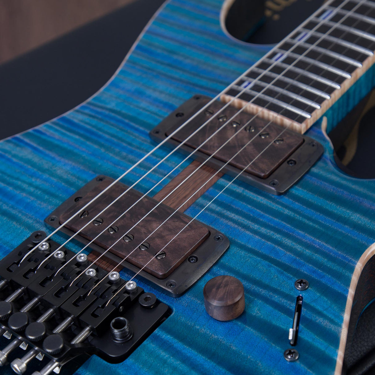 ESP Custom Shop Exhibition EXL M-II DX FR Electric Guitar - Sea Serpent Blue / Sunset Coast - #E3041252