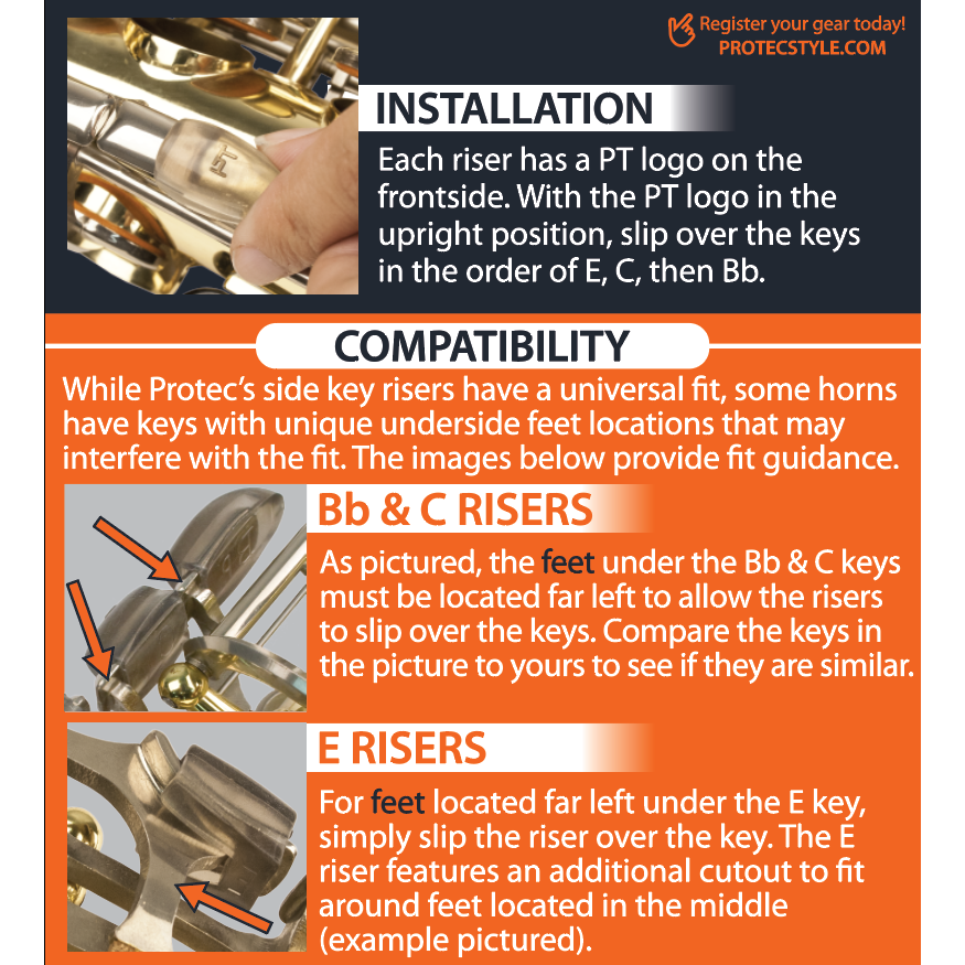 Protec Saxophone Side Key Risers