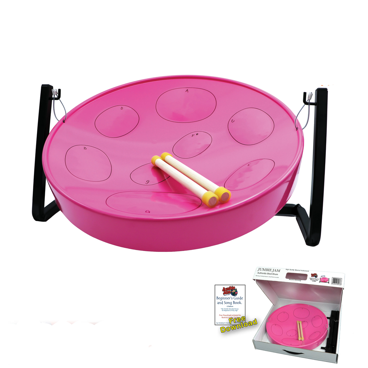 Jumbie Jam Table Top Steel Drum Kit - Pink Pan