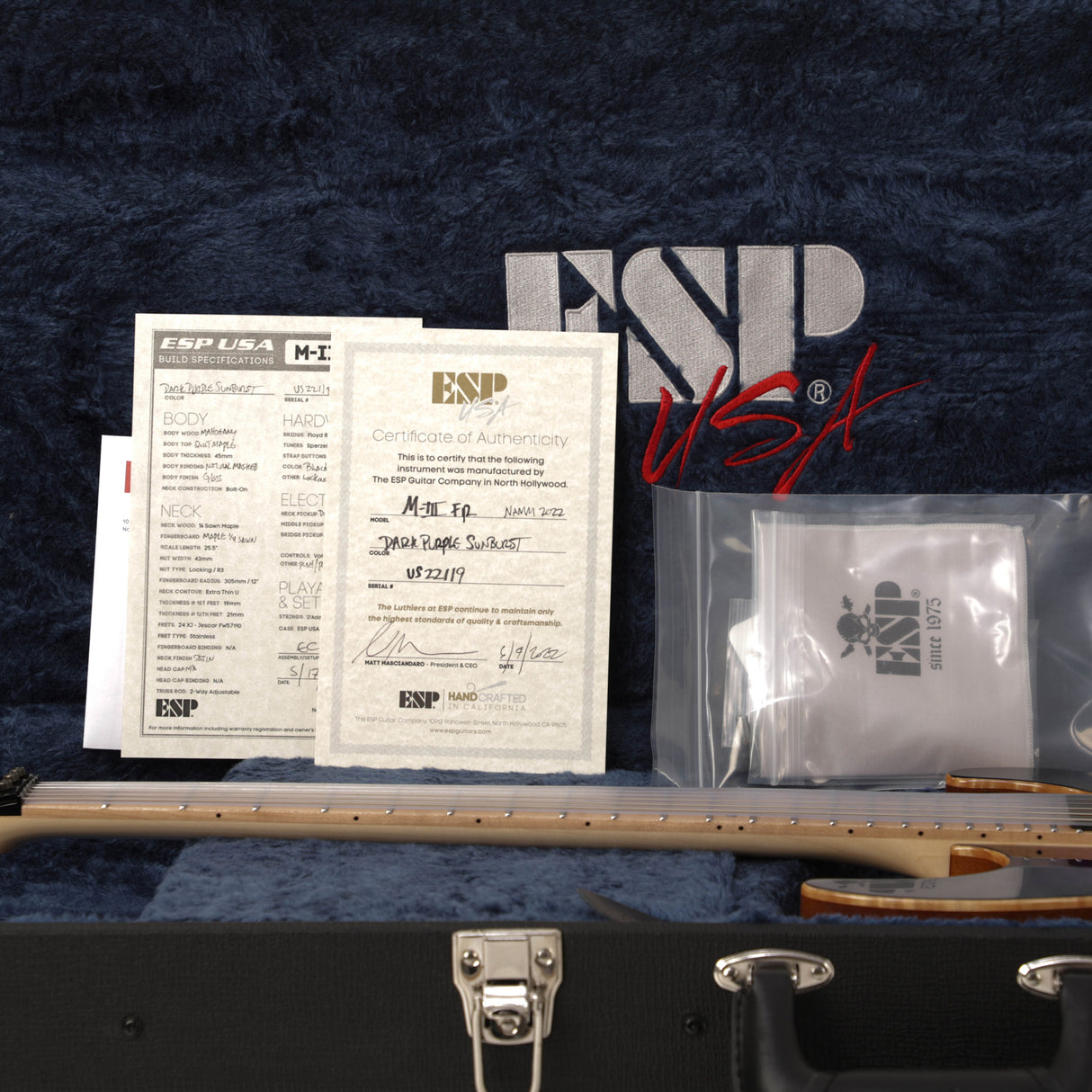 ESP USA M-III FR Quilt Maple Top Electric Guitar - Deep Purple Sunburst - #US22119