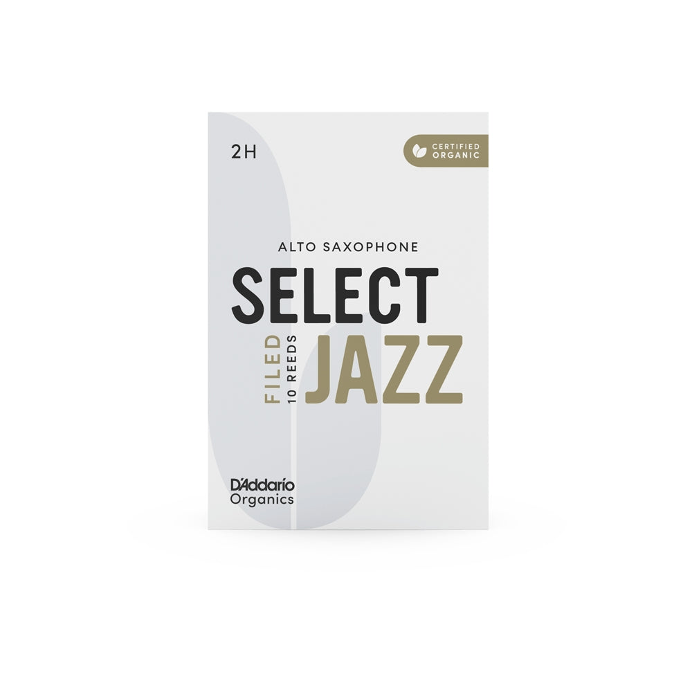 D'Addario ORSF10ASX2H Organic Select 10-Pack Jazz Alto Saxophone Reeds - 2 Hard