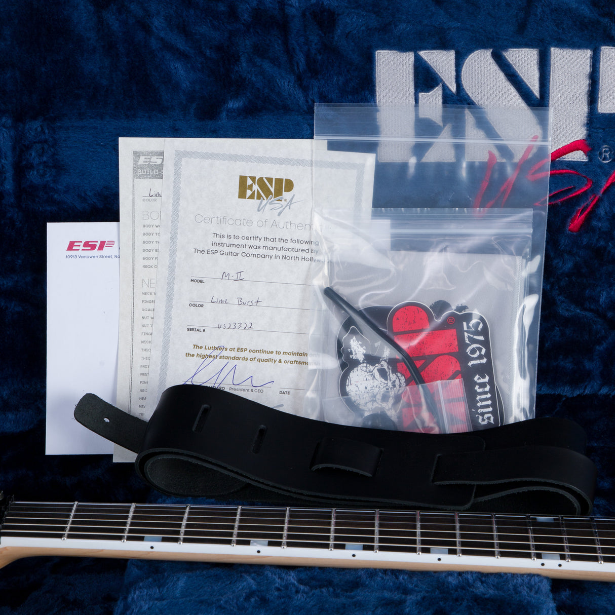 ESP USA M-II FR DLX Electric Guitar - Lime Burst - #US23322