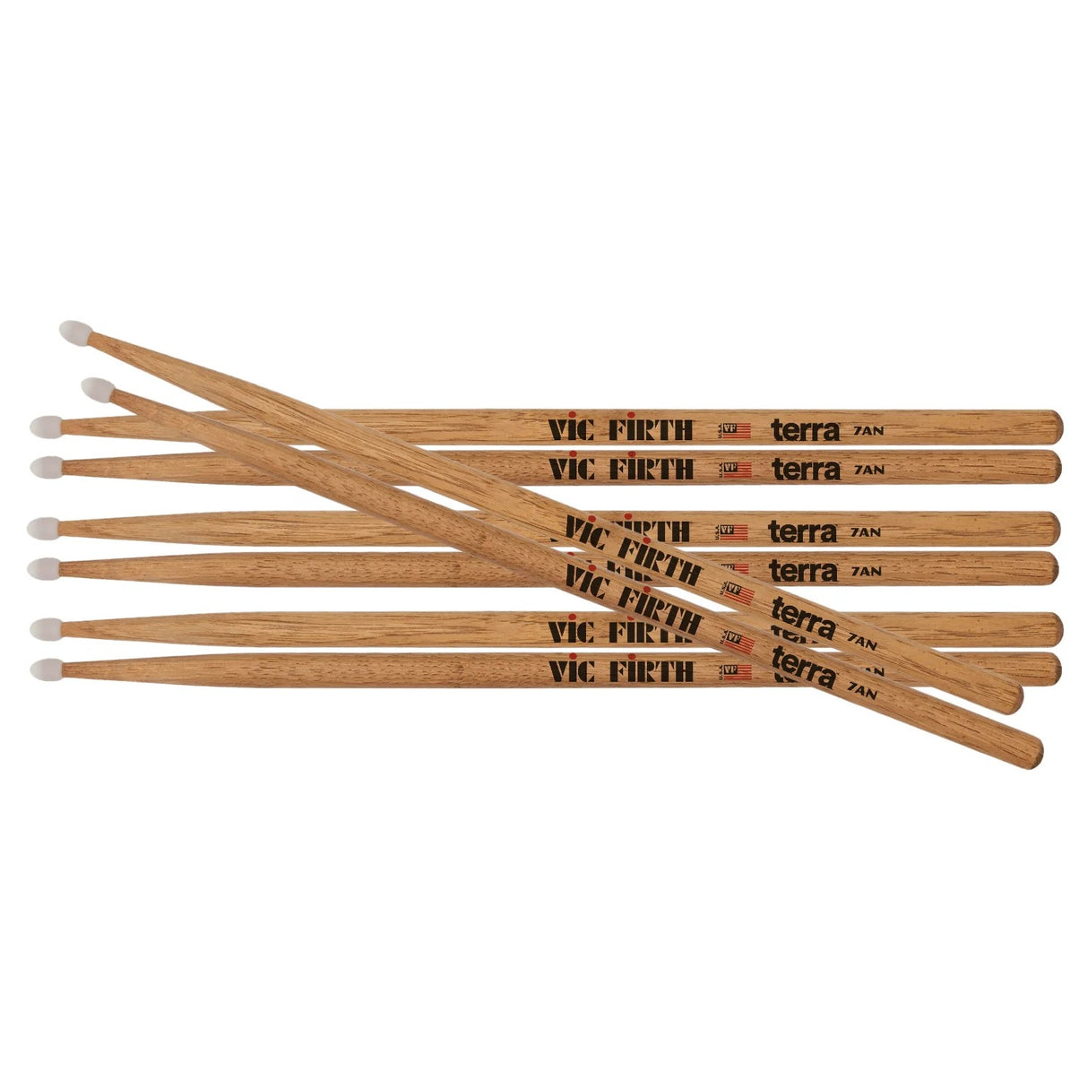 Vic Firth American Classic 7ATN Terra Series Drumsticks with Nylon Tip - 4 Pairs