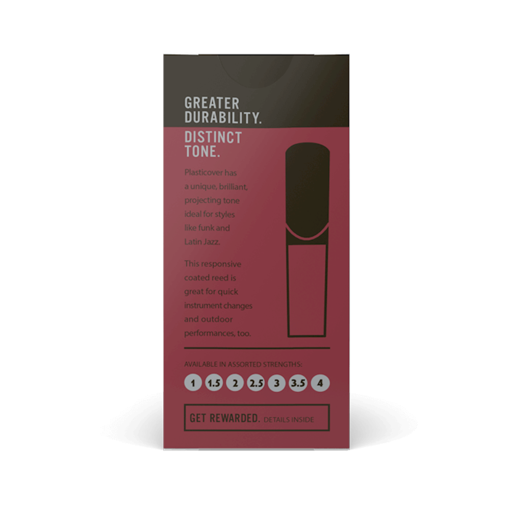 D'Addario RRP05BCL Plasticover Coated Filed B-Flat Clarinet Reed 5-Pack - New,3