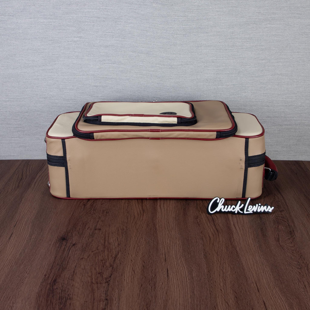 Marcus Bonna Gentleman's Bassoon Case - Beige/Ivory Leather, Wine Red Trim, Silver Metal Logo