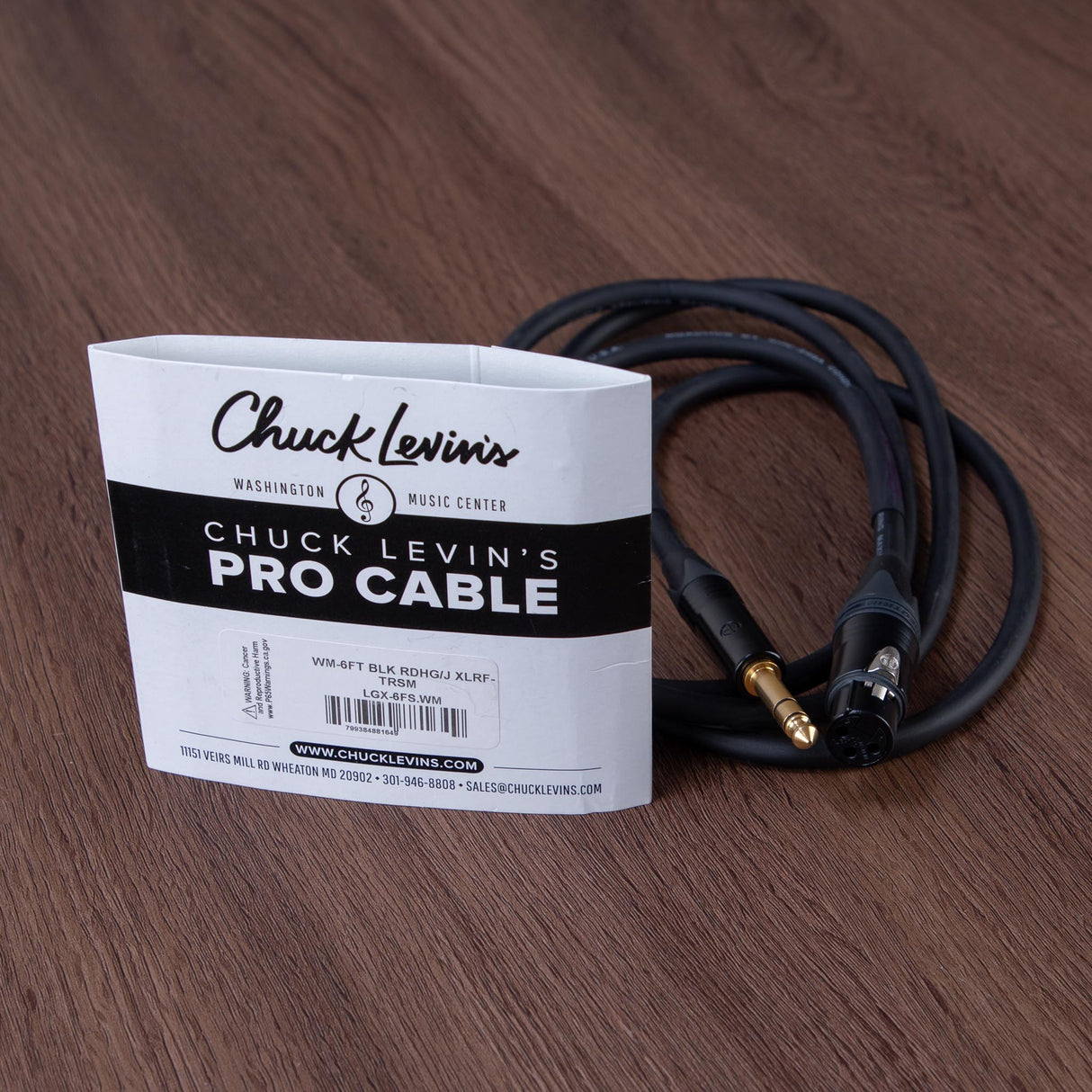 Chuck Levins LGXF-6-WM 6-Foot Balance LGX Cable - XLRF to TRSM