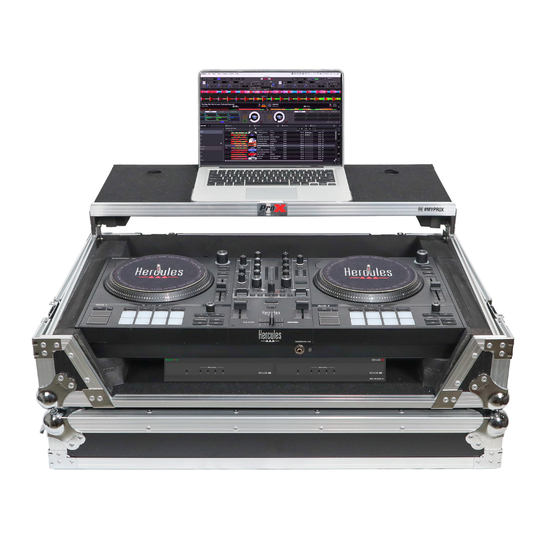 ProX XS-DDJSR2LT LED Flight Case for Hercules Inpulse T7 W-Laptop Shelf and Bonus LED Kit
