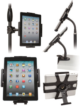 Ultimate Support HYP-100B 5-in-1 Professional iPad Stand With Included Mic Stand Pole Clamp, Table Clamp, and Gooseneck Extension