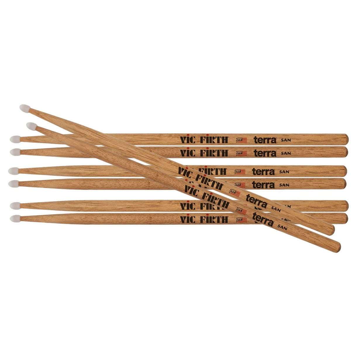 Vic Firth American Classic 5ATN Terra Series Drumsticks with Nylon Tip - 4 Pairs